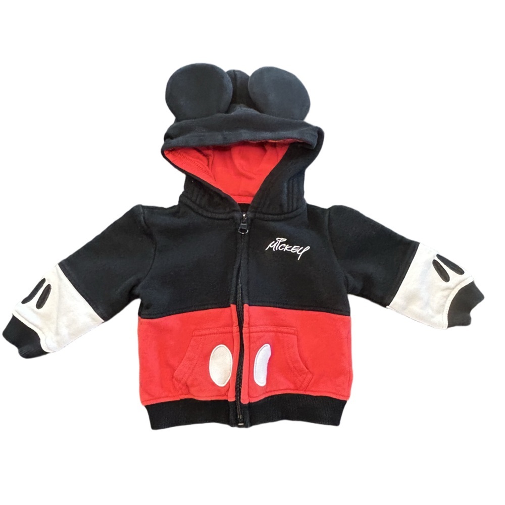 Size 6 months Disney Parks classic Mickey Mouse full zip hoodie W ears unisex